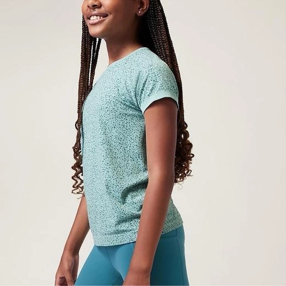 Athleta Girl Power Up Pebble Tee Reef Green/Borealis Green SzXL/14